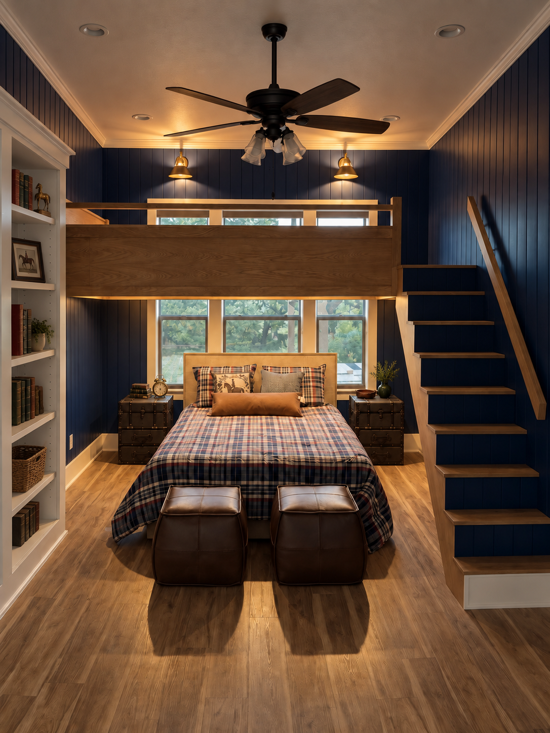Ferguson Residence — Ralph Lauren–inspired white oak bunk room, Fayette County, Texas